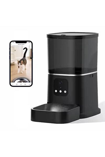 BLEKSY Hrănitor automat pentru câini și pisici, BLEKSY ®, cameră video programabilă WiFi 6L, aplicație mobilă, negru