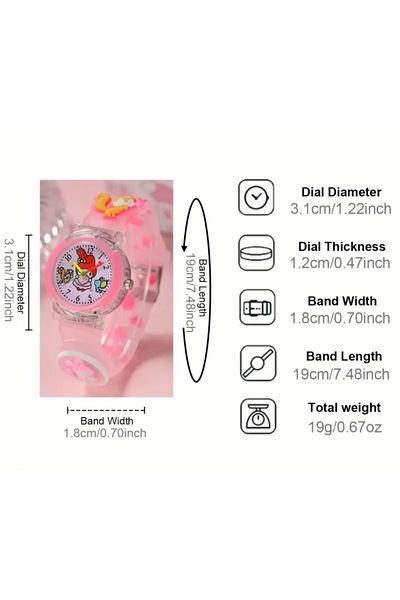 BBS Cord Lighted Sanrio Cinnamoroll Kuromi My Melody Hello Kitty Cinnamon Roll Wristwatch (Kitty)