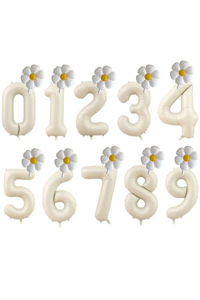 Choice Number 2 40inch Cream 2pcs Daisy Foil Balloons Set Cream Caramel 40inch Number Balloon 0-9 Kids Birt