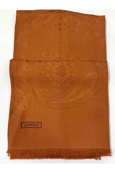 ipekevi İpekevi Four Seasons Ethnic Patterned Monogram Jacquard Shawl 04472-Copper