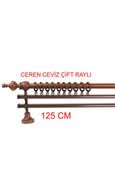 di'mora by ağbaht züc. Ceviz Ceren Demonte Başlıklı Ahşap Rustik Perde Askısı - Çift Raylı -