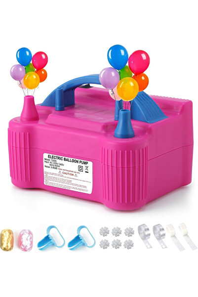 Primo Plus مضخة بالونات كهربائية باللون الوردي/الأزرق