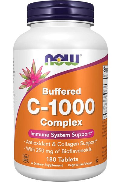 Now Foods C-1000 Buffered C with 250mg Bioflavonoids Sustained Release 180 Tablets