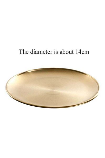 COOYA Round Metal Tray, Home Decoration Tray for Placing Jewelry Cosmetics/Car Keys/Desserts, Gold-colored