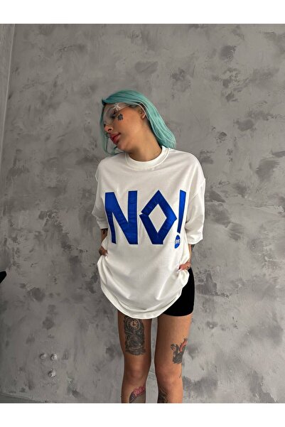 Oyer Moda Λευκό κοντομάνικο Oversize Unisex κεντημένο μπλουζάκι