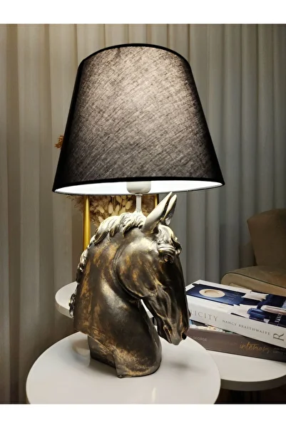 SerenityHaven Decorative Horse Figured Black Hat Lampshade Trinket