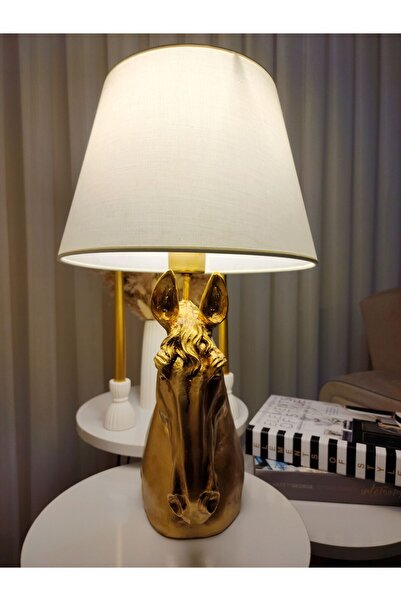 SerenityHaven Decorative Gold Horse Figured White Hat Lampshade Trinket