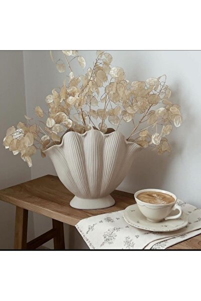 DEKOTENNUR İstiridye Vazo Bej Renk