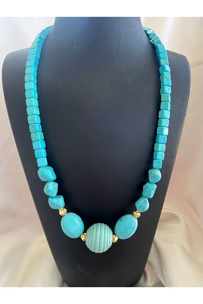 COCOSH TAKI Special Design Multi Necklace with Turquoise Natural Stone