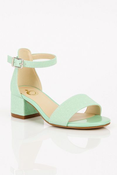 SIRRI Girl's Glittery Heeled Sandals Strap Evening Dress Shoes