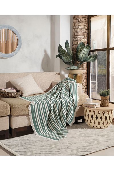 Cyc Atelier Striped Patterned Double Bedspread |   Stylish and Modern Design |   Soft Textured