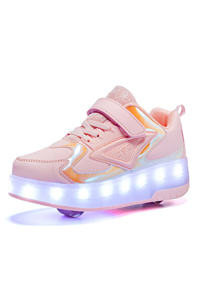 ETG Roller Shoes Girls Boys Wheel Shoes Kids Roller Skates Shoes LED Light Up Wheel Shoes for Kids