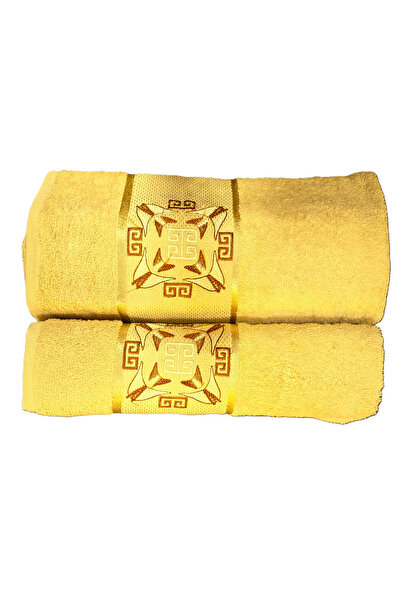 Kotonia Home Σετ 2 πετσέτες μπάνιου ζακάρ με κέντημα, 100% βαμβάκι, 5090 cm κ...