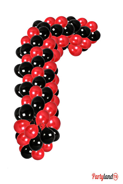 PartylandTR Kırmızı Siyah Mucize Uğur Böceği Konseptine Uygun 75 Balon Balon ...