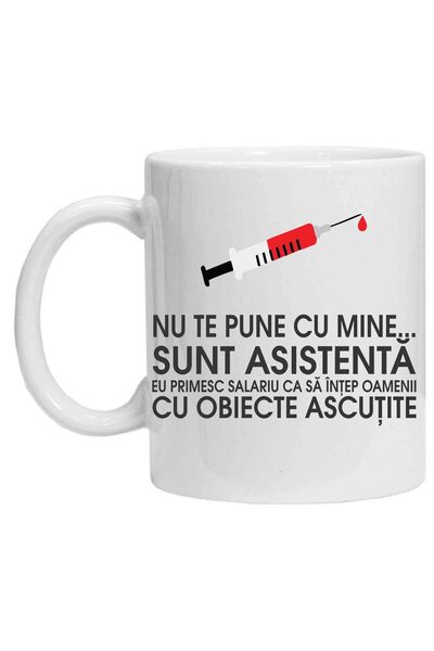 OEM Cana albă personalizată „... eu sunt asistentă...”, INOVATIX®. 330 ml