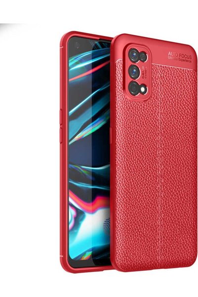 tekno grup جراب Realme 7 Pro جلد نمط فاخر Niss سيليكون أحمر + واقي شاشة نانو