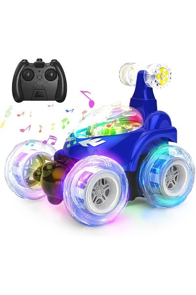 COOYA Remote Control Stunt Toy Car,Rechargeable,360°Twister,with Colorful Lights & Music Switch,for 3+ Age