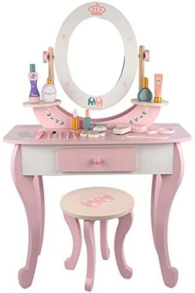 China Makeup Vanity Table Playset with Chair, Stylish Accessories and Makeup for Kids, Ages 3-5