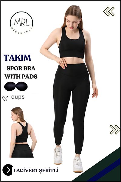 missmaral Costum sport pentru femei Colanți cu talie înaltă Bustieră cu pernă Sport Team Bustieră cu talie înaltă neagră 3041