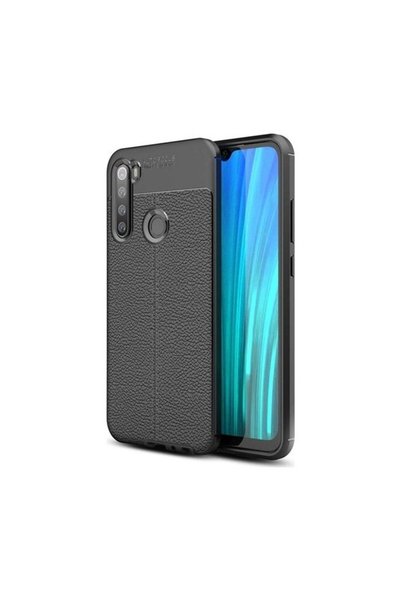 tekno grup جراب Redmi Note 8 جلد نمط فاخر سيليكون أسود + واقي شاشة نانو