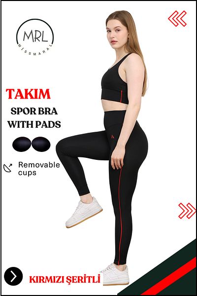 missmaral Costum sport pentru femei Colanți cu talie înaltă Bustieră cu pernă Sport Team Bustieră cu talie înaltă neagră 3041