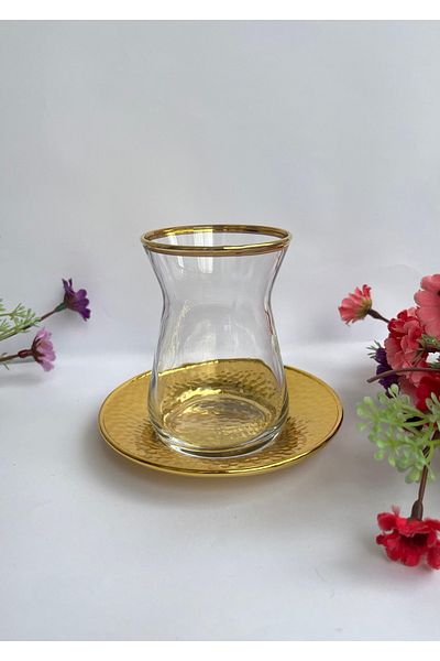 Paşabahçe İrem Ağızı Gilded 12 Piece Tea Set