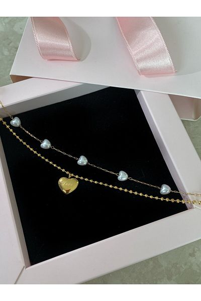 h&b design jewel Steel 2 Piece Heart Anklet