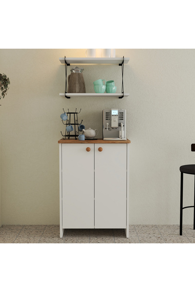 SESA MOBİLYA AKSESUARLARI HERA RAFLI KAHVE KÖŞESİ 2li raf kahve köşesi çok amaçlı dolap