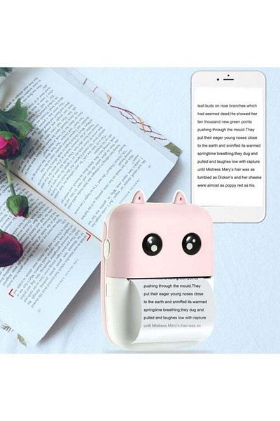 fulina Wireless Pocket Printer, With Paper Roll and Charging Cable, Compact and Portable, Pink/White