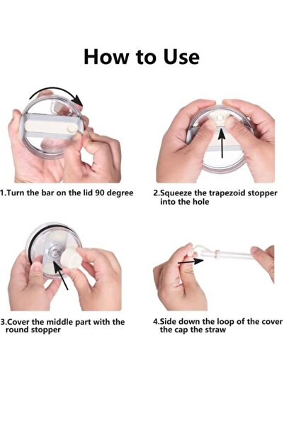 Yenigeldi 2 Sets (6 Pieces) Beige, Leakproof Set for Quencher 40 and 30 oz Thermos