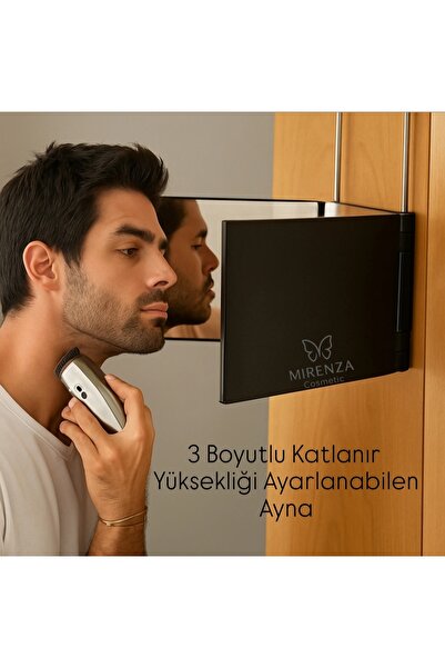 Genel Markalar Katlanır 3'lü Ayna Aparatlı | Her Yere Asılabilir Ev Tipi Tıraş, Saç Kesim, Makyaj ve Bakım Aynası