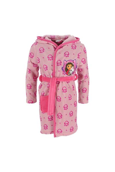 Gabby's Dollhouse Halat baie fete cu gluga si urechi fleece coral, 98-104 cm, Roz, Gabby's Dollhouse
