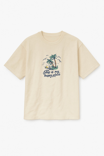 Altair Tr Beige Color Oversize This Is My Happy Place, Palm Tree, Sea, Sun Pr...