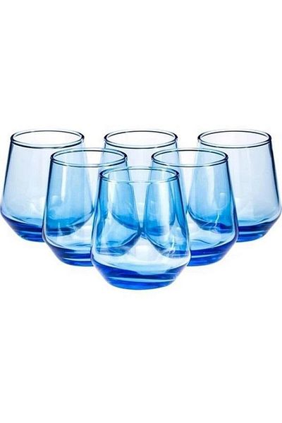 Hanedanev 41536 Allegra Turquoise Soft Drink Glass - Water Glass 425 Cc 6 Pieces Short Allegra Glasses