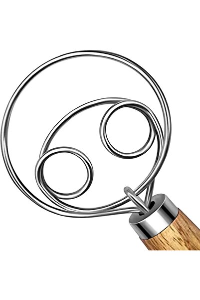 GENERAL Dough Whisk, Stainless Steel Dutch Dough Hook with Wooden Handle, Man...