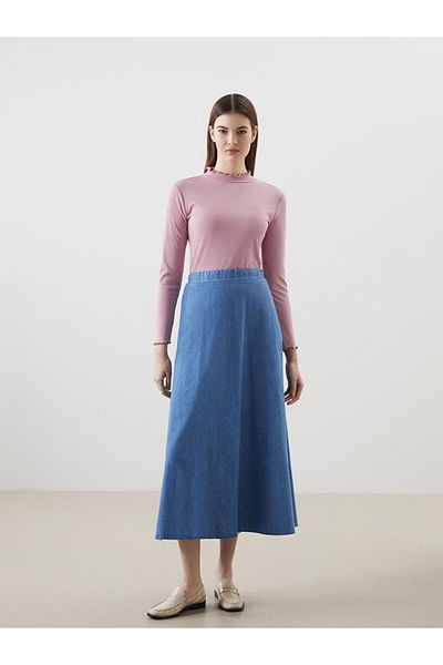 LC Waikiki Women's Jeans Skirt with Elastic Waist