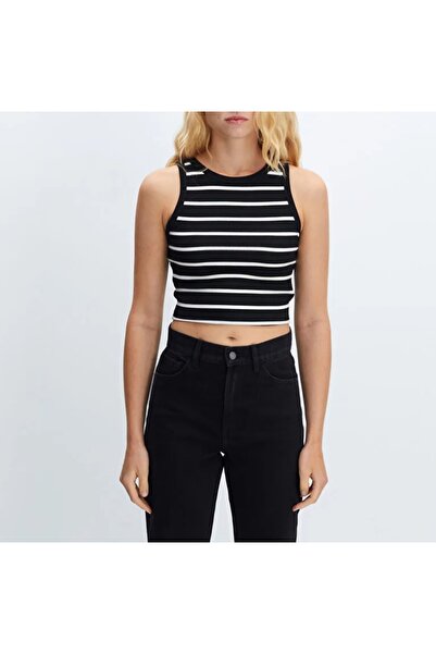 Noa Noa Смугаста футболка з велосипедним коміром, облягаючий крій, на бретельках