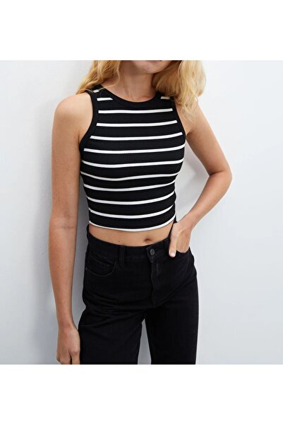 Noa Noa Смугаста футболка з велосипедним коміром, облягаючий крій, на бретельках