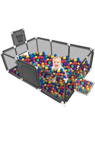 Lumely Baby Playpen,Easy to Install and Remove,With basketball Hoop,for Baby Activity Center,Dark Gery