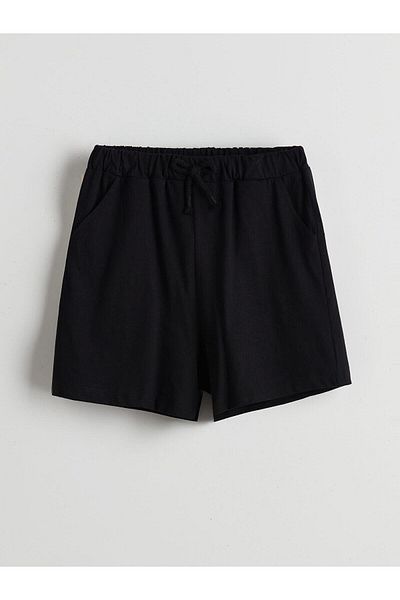 LC Waikiki Lcw Kids Black Elastic Waist Girls Shorts