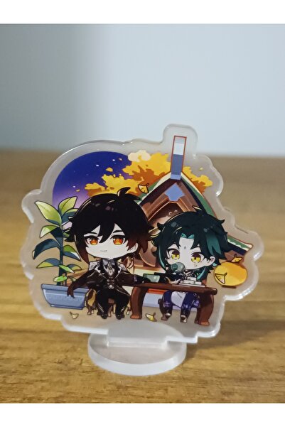 mertfigur Genshin Small Acrylic Stand Stand Zhongli Qiqi Keqing Acrylic Figure (4-5 cm)