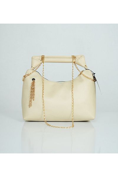 BRAXELL Leather Bag with Chain and Knot Detail