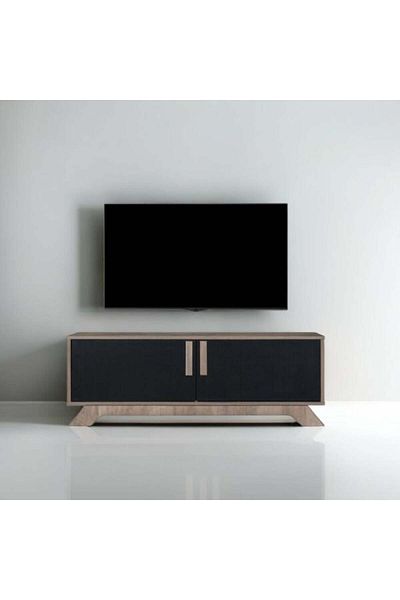 Generic Luxury Wooden TV Table with Stable Base and Two Storage Drawers - Malaysian Wood, 120 cm, Brown and