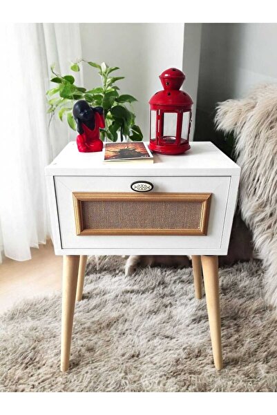 MBK AHŞAP Yatak Başucu Komodin Retro Komodin Modeli Kapaklı Komidin Kapaklı M...