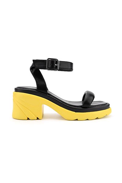 Tmall Sandale de dama,Cu Toc Groasa,Din Piele Ecologica,SA24,Galben