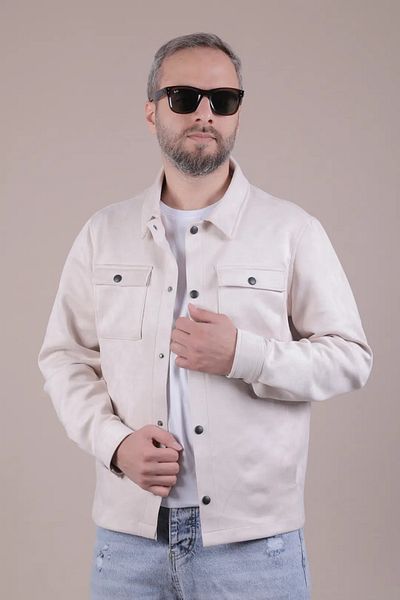 OHEPMODA Ανδρικό πουκάμισο σουέτ με διπλή τσέπη και κουμπωτό