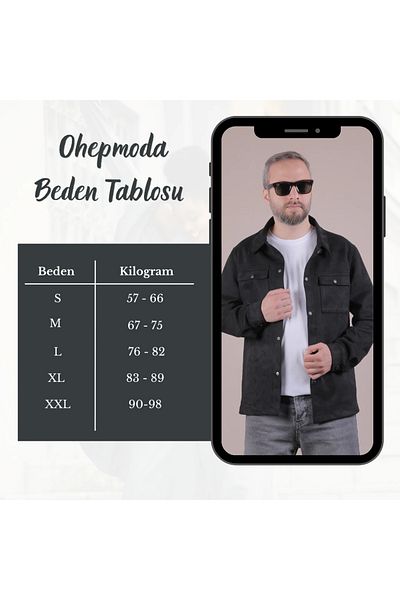 OHEPMODA Мъжка велурена риза с двоен джоб и копчета