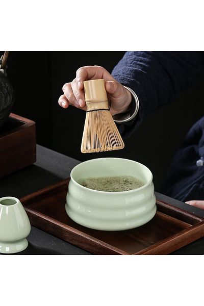 COOYA Matcha Set, Matcha Whisk,Traditional Scoop, Matcha Bowl, Ceramic Whisk Holder, 4PCS