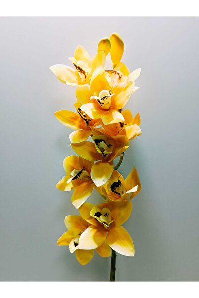 OSO HOME Yapay Islak Dokulu 10 Çiçekli A+A KaLiTe Singapur Orkide Sarı (75cm)