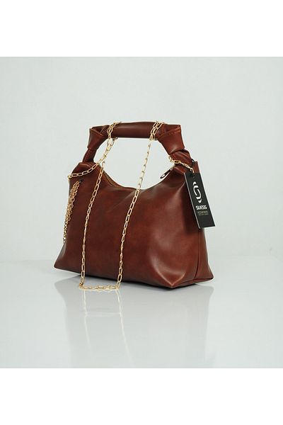 BRAXELL Leather Bag with Chain and Knot Detail